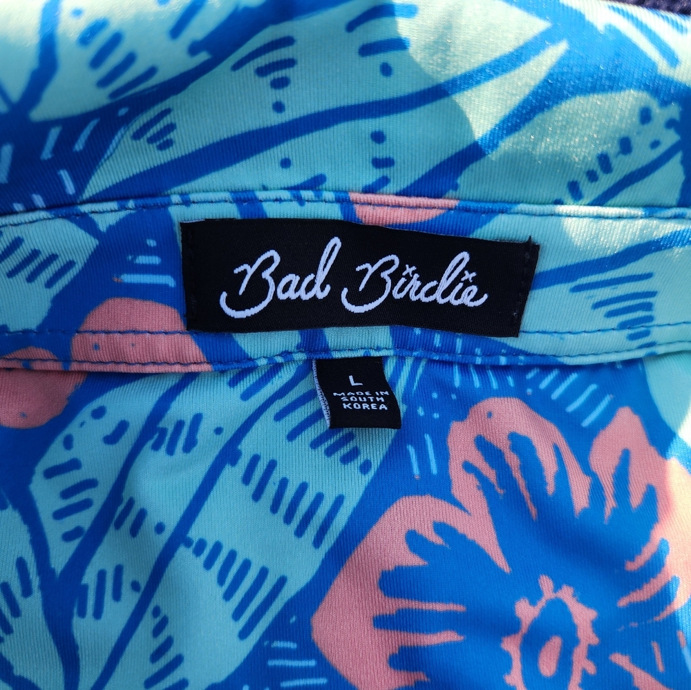 Bad Birdie Men's Golf Polo Shirt Blue & Pink Size Large - Picture 6 of 7